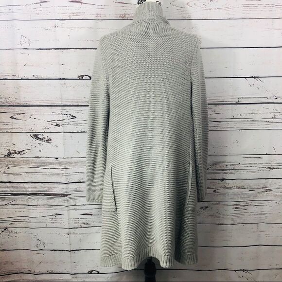 BB Dakota Long Open Front Duster Cardigan Sweater Grey Cotton Wool Blend XS - Picture 3 of 8